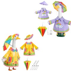 3Pcs Porch Goose Outfits Functional Lapel Print Raincoat Stylish Trendy Mini