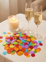 1000 PCS 1 Inch Rainbow Circle Crepe Paper Confetti Table Dots Party Decor