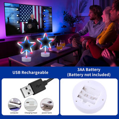 4Th of July Decorations 250Th Anniversary, 2PCS Patriotic Star Neon Lights, Red