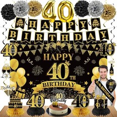 42PCS 50th Birthday Decoration Kit for Men Women, Black Gold Happy 50th Bday Ban