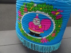 VTG Holiday Chinese Paper Lantern Santa Hanging Fringe Lamp Shade Christmas 70s