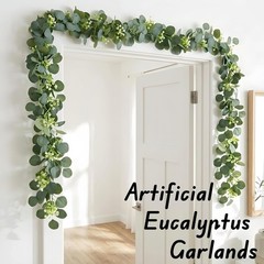 Artificial Eucalyptus Garland 4 Pack, Faux Eucalyptus Greenery Garland 6 ft,