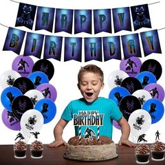 52pcs Black Panther Birthday Party Supplies Home Decoration Kids Ballons Banner