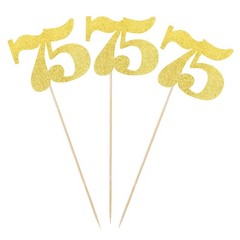 12 PCS Glitter Number 75 Centerpiece Sticks 75th Birthday Cake Toppers Sevent…
