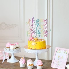 color flash Happy 7th birthday Cake Topper Boys and girls Happy birthday Cake…