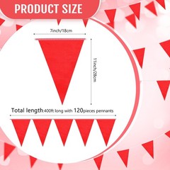 400 ft Solid Pennant Banner Flags 240 Pcs String Hanging DIY Triangle Bunting…