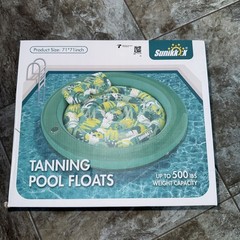 Sunikko X Inflatable Tanning Pool Float 71″ x 71″ with Pillow & Drink Holder