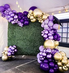 Premium Dark Purple 12″ Latex Balloons (50 Pack) with Ribbon for Party Decor