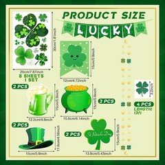 37 Pcs St. Patrick’s Day Decor, 1 Festive Banner, 12 Hanging Spiral Decorations