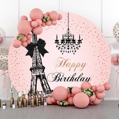 AWERT Polyester Diameter 7.5ft Eiffel Tower Round Backdrop Decoration Pros