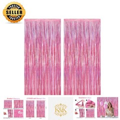 2 Piece Glitter Pink Tinsel Backdrop for Weddings and Celebrations – 3.28 FT