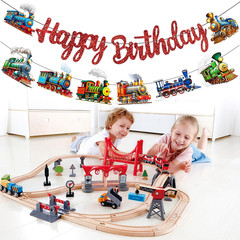 Retro Train Birthday Party Decorations Vintage Train Theme Banners Red Glitter H