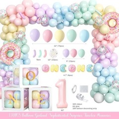 Donut Theme Birthday Party Decorations Set – 141 PCs with Backdrop, Balloons & M