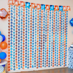 Blue Dog Birthday Decorations, 2 Pack 3.3X6.6 Ft Orange Blue Paw Foil Curtains