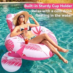 Inflatable Pool Float Adult with 50W Air Pump,Heart Shape Pool Float Chair wi…