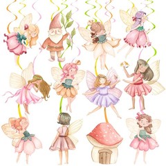 Fairy Birthday Party Hanging Swirls Fairy Garden Ceiling Streamers Decor Set