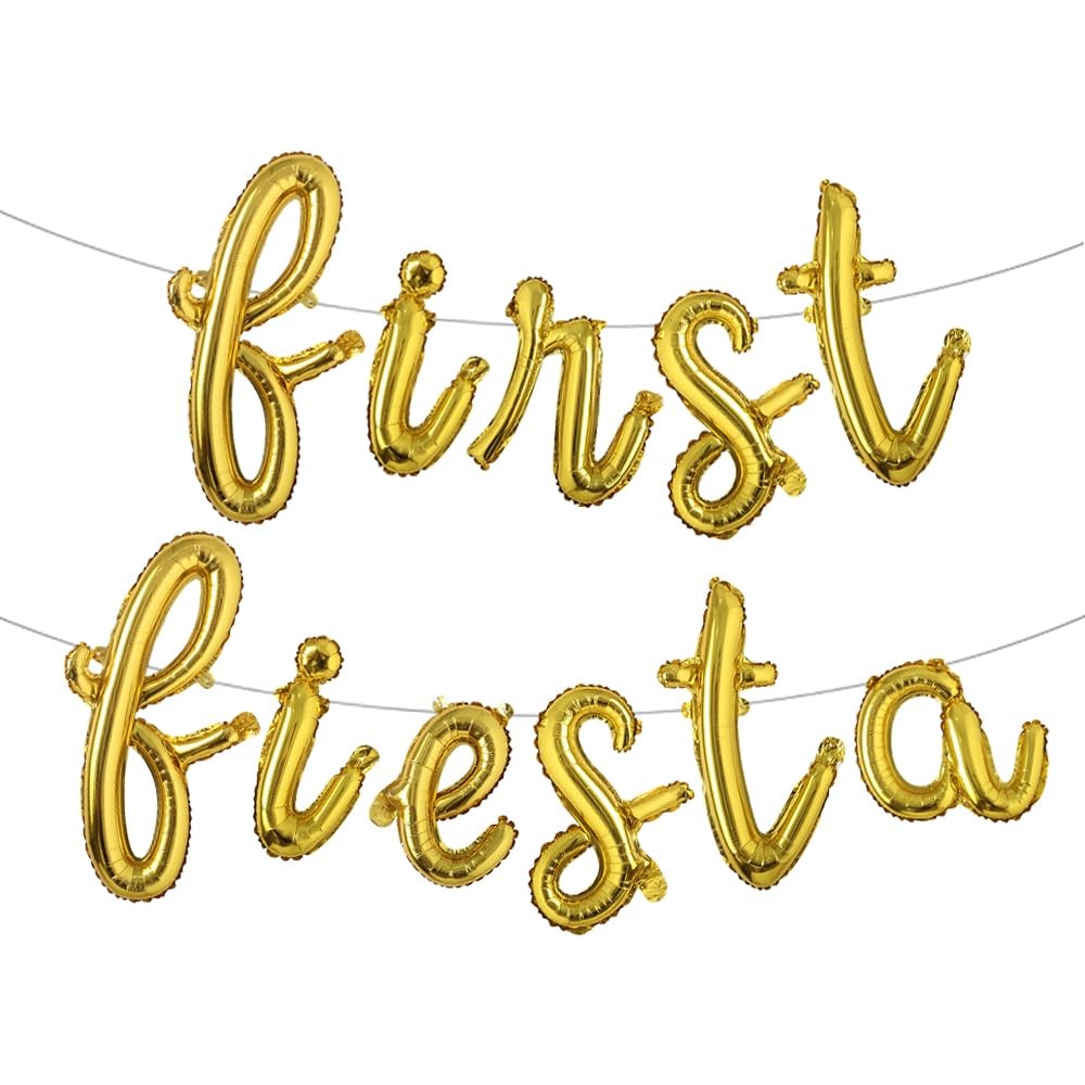 First Fiesta Birthday Decorations Mexican 1st 16 inches, L Gold