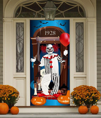 Clown Door Cover Creepy Scary Evil Decoration Halloween Party