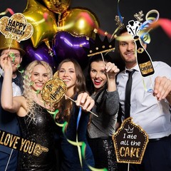 Engaging 36 Pcs Photo Booth Props for Chic Birthday and Graduation Parties