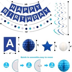 Complete Blue Birthday Party Decoration Kit: Banner & Fun Whimsical Accents