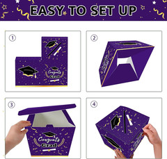 Graduation Decorations 2026 Purple Graduation Card Box Graduation Party Decorati