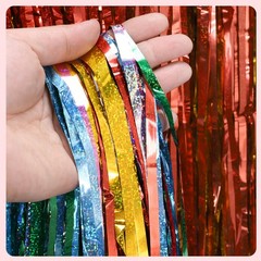 2 Pack Foil Fringe Backdrop Curtains 3.3×6.56 Feet Bling Blue Streamers