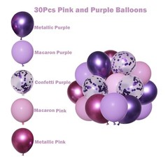 Birthday Decorations Happy Birthday Banner Pink and Purple Balloons Purple Pink