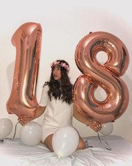 40 Inch Balloon, Giant 2 Number Balloons for 2nd Birthday Number 2 Rose Gold