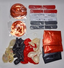 Red & Black Party Decorations Lot Party Decor Supplies Balloons Paper Pom