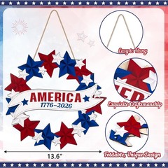 Foldable Wooden Wreath for 250th Anniversary – Perfect Outdoor Patriotic Sign
