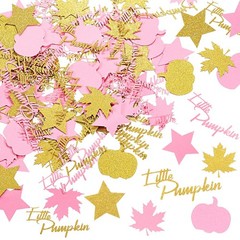 400 PCS Pink Gold Pumpkin Maple Leaf Confetti Fall Thanksgiving Table Decor