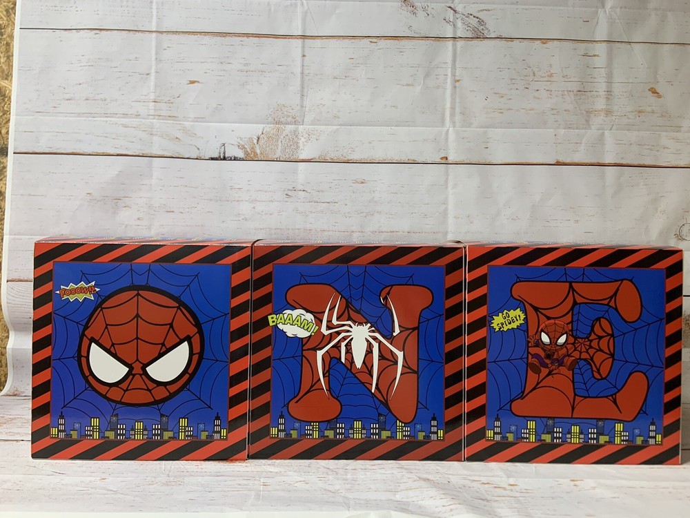 Spider 1st Birthday BoxesDecorations, 3pcs One BABY Spider Super Hero.Red/blue.N
