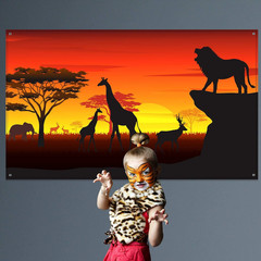 African Safari Theme Party Decorations, 72.8 X 43.3 Inch African Safari Backdrop