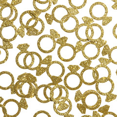 50 X Gold Engagement Ring Table Confetti/Scatter, Bachelorette Party Decorations