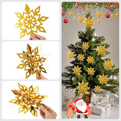 3D Snowflake Hanging Decorations 18 Pack 3 Size Gold Color Paper Snowflake Hangi