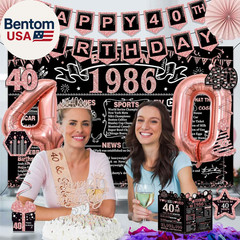 40Th Birthday Decorations for Women,32Pcs Back in 1986 Birthday Party Decoration