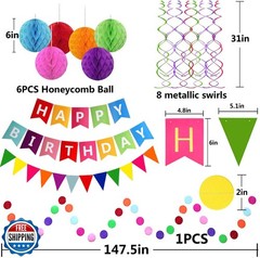 Happy Birthday Banner With Colorful Paper Flag Bunting Paper Circ