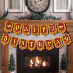 Happy Birthday Decorations Banner Pre-Strung Magic Standard, Red Wizard
