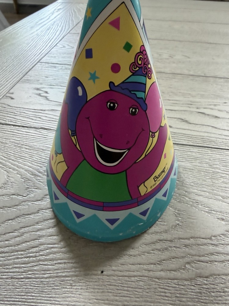 Rare 90’s Barney & Friends Birthday Paper Party Hat, Multicolor Set of 6