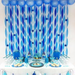 8 Rolls in 4 Colors Gradient Blue Party Crepe Paper Streamer, 8 Pieces 82 Feet S