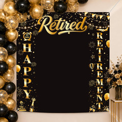 YTHETM Retirement Party Decorations Retirement Backdrop for Men Women Black