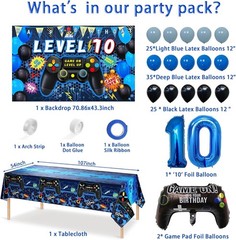 90PCS 10th Birthday Video Game Party Decorations for Boys – Blue 10th Video G…