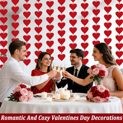 100 Hearts Felt Valentines Garland Valentines Day Decorations 4 Pack (Each 10Ft)