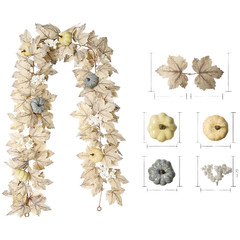 Artificial Beige Maple Vine Foliage Garland for Living Room and Entryway