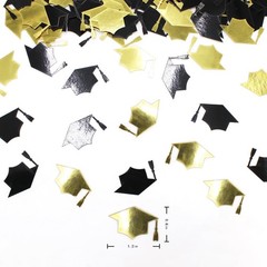 200 PCS Black Gold Congrats Grad Caps Class Of 2026 Graduation Confetti
