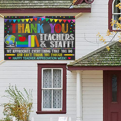 Thank You Teachers Teacher Appreciation Week Backdrop Banner Decorations, Teache