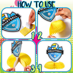 12 Pieces Volleyball Party Decorations Volleyball Honeycomb Centerpieces Volleyb