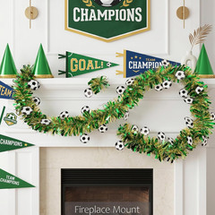 4 Pcs Soccer Tinsel Garland Each 5.56 FT Glitter Hanging Metallic Foil Textured