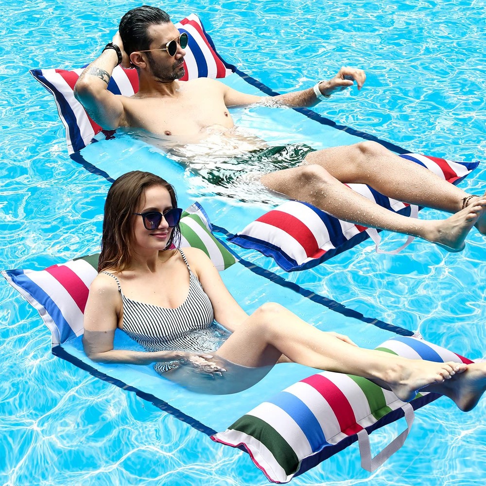 Pool Floats Adult with Fabric Headrest, 4in1 Pool Float (Saddle, Lounge Chair…