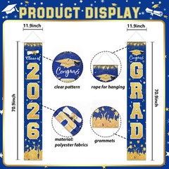 2026 Graduation Party Decorations – Blue Gold Class of 2026 Congrats Grad Por…